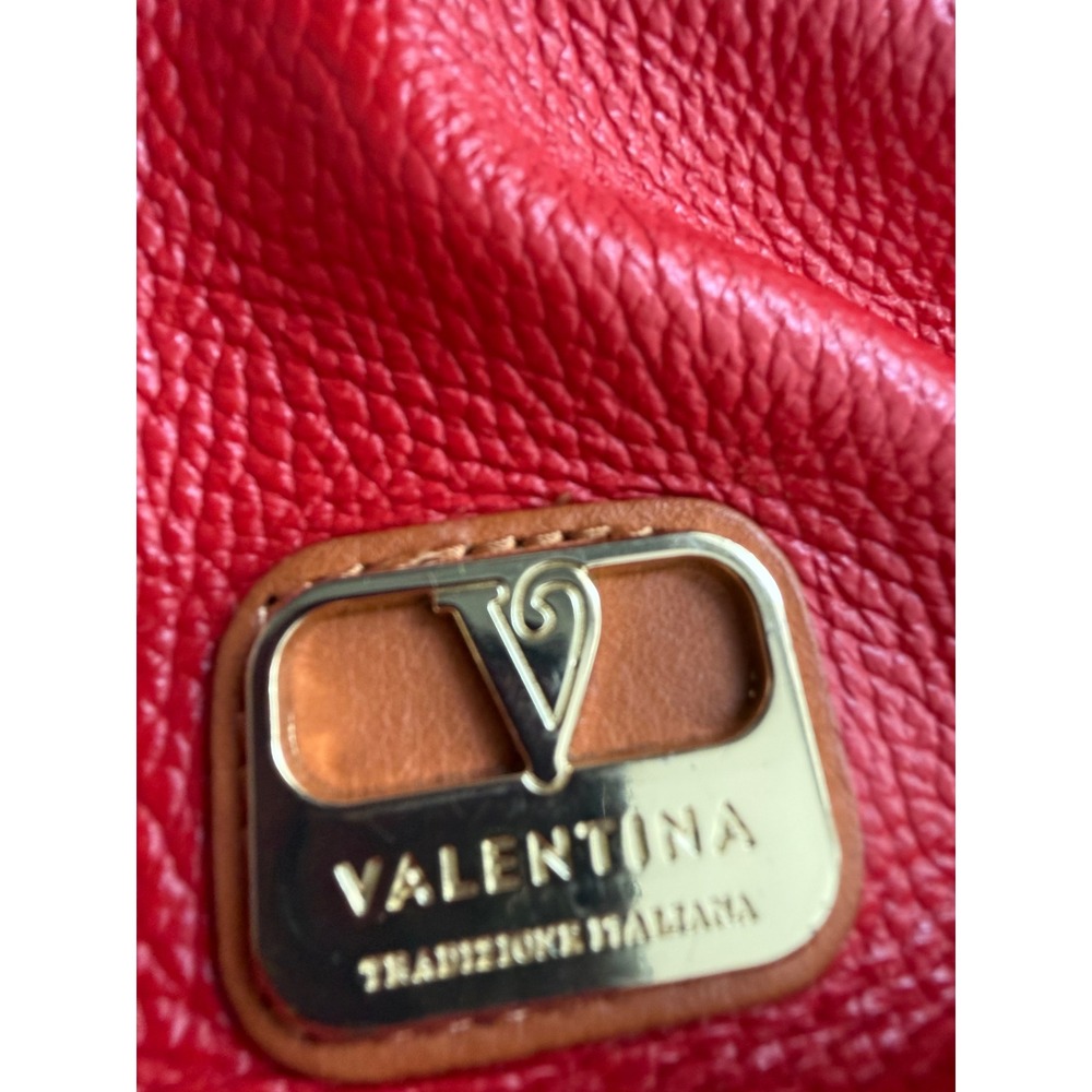 Valentina Red Pebbled Leather Crossbody Bag Gold Hardware Italian Made Handbag - Picture 10 of 13